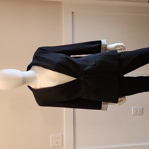 Loft single button black blazer with black polka dots on white cuffed sleeves